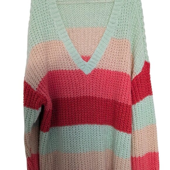 Torrid Stripe Chunky Knit Tunic Sweater Womens Size 3X Multicolor Boho Whimsy - Picture 2 of 8